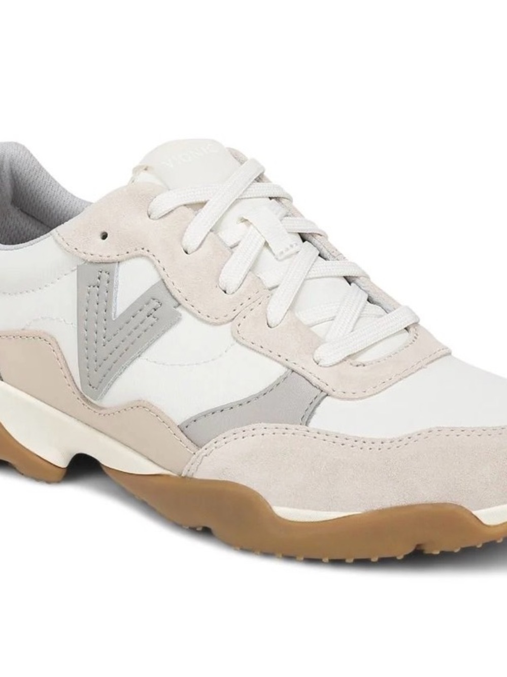 Vionic Women's White Beige Gray Lace-Up Sneaker New Never worn